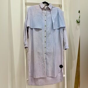 Vintage 1980s Gunne Sax Denim Ombré Chambray Shirt Dress Western Grunge Medium